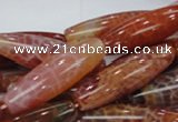 CAG609 15.5 inches 12*40mm rice natural fire agate beads wholesale