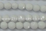 CAG6100 15.5 inches 4mm faceted round white agate gemstone beads