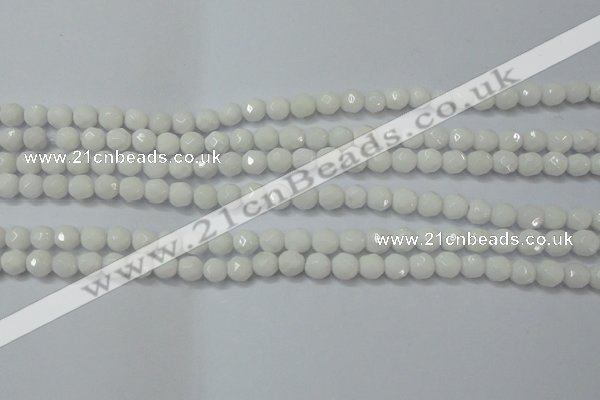 CAG6100 15.5 inches 4mm faceted round white agate gemstone beads