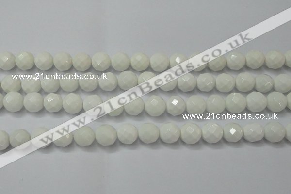 CAG6102 15.5 inches 8mm faceted round white agate gemstone beads