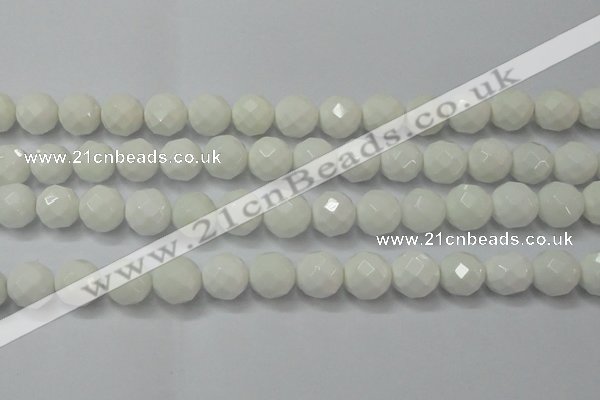 CAG6103 15.5 inches 10mm faceted round white agate gemstone beads