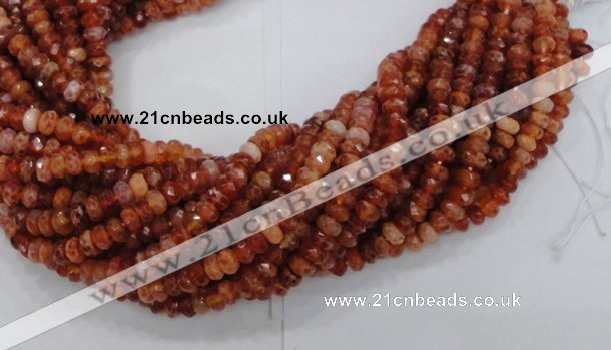 CAG612 15.5 inches 6*10mm faceted rondelle natural fire agate beads