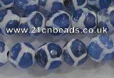 CAG6120 15 inches 8mm faceted round tibetan agate gemstone beads