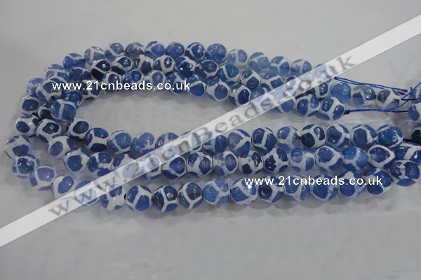 CAG6121 15 inches 10mm faceted round tibetan agate gemstone beads