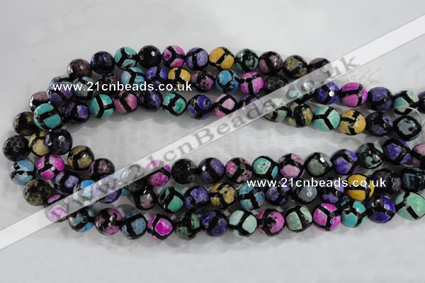 CAG6131 15 inches 10mm faceted round tibetan agate gemstone beads