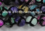 CAG6132 15 inches 12mm faceted round tibetan agate gemstone beads