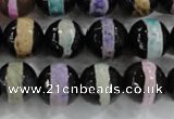 CAG6136 15 inches 10mm faceted round tibetan agate gemstone beads