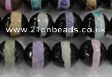 CAG6137 15 inches 12mm faceted round tibetan agate gemstone beads