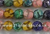 CAG6141 15 inches 10mm faceted round tibetan agate gemstone beads