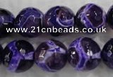 CAG6146 15 inches 12mm faceted round tibetan agate gemstone beads