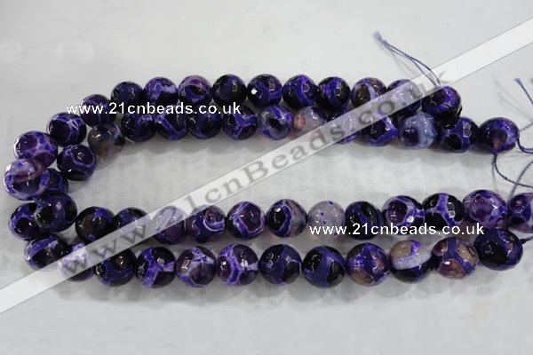 CAG6146 15 inches 12mm faceted round tibetan agate gemstone beads