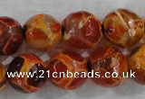 CAG6150 15 inches 10mm faceted round tibetan agate gemstone beads