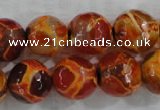 CAG6151 15 inches 12mm faceted round tibetan agate gemstone beads