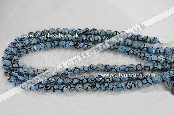 CAG6163 15 inches 14mm faceted round tibetan agate gemstone beads