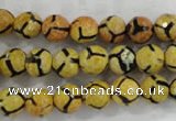 CAG6165 15 inches 8mm faceted round tibetan agate gemstone beads