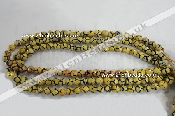 CAG6166 15 inches 10mm faceted round tibetan agate gemstone beads