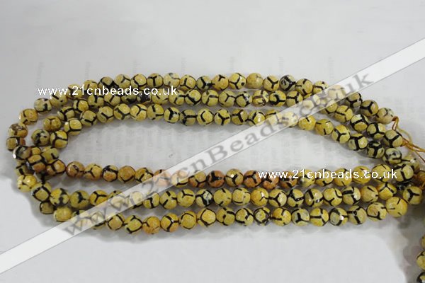 CAG6167 15 inches 12mm faceted round tibetan agate gemstone beads