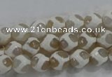 CAG6175 15 inches 8mm faceted round tibetan agate gemstone beads