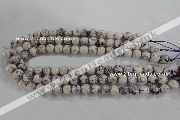 CAG6180 15 inches 10mm faceted round tibetan agate gemstone beads