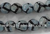CAG6188 15 inches 14mm faceted round tibetan agate gemstone beads