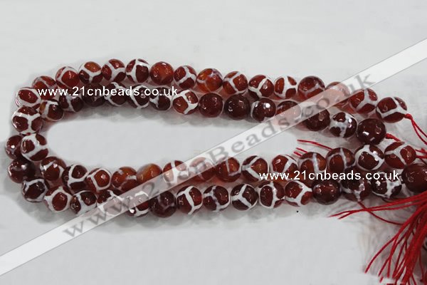 CAG6200 15 inches 8mm faceted round tibetan agate gemstone beads