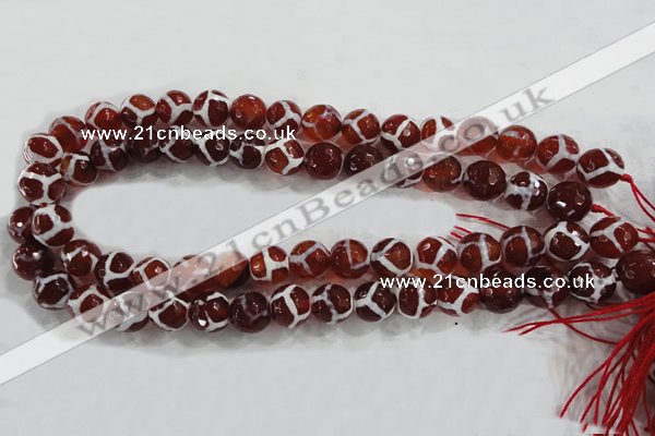 CAG6202 15 inches 12mm faceted round tibetan agate gemstone beads