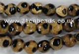 CAG6207 15 inches 12mm faceted round tibetan agate gemstone beads