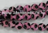 CAG6211 15 inches 10mm faceted round tibetan agate gemstone beads