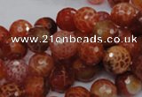 CAG622 15.5 inches 12mm faceted round natural fire agate beads