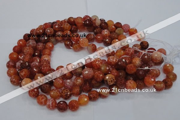 CAG622 15.5 inches 12mm faceted round natural fire agate beads