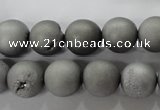 CAG6224 15 inches 12mm round plated druzy agate beads wholesale