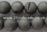 CAG6225 15 inches 14mm round plated druzy agate beads wholesale