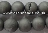 CAG6226 15 inches 16mm round plated druzy agate beads wholesale