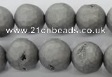 CAG6233 15 inches 10mm faceted round plated druzy agate beads