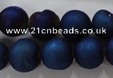 CAG6246 15 inches 16mm round plated druzy agate beads wholesale