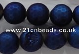 CAG6252 15 inches 8mm faceted round plated druzy agate beads