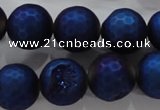 CAG6253 15 inches 10mm faceted round plated druzy agate beads