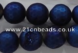 CAG6256 15 inches 16mm faceted round plated druzy agate beads