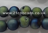 CAG6262 15 inches 8mm round plated druzy agate beads wholesale