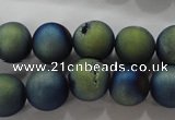 CAG6263 15 inches 10mm round plated druzy agate beads wholesale