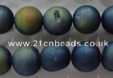 CAG6265 15 inches 14mm round plated druzy agate beads wholesale