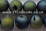 CAG6266 15 inches 16mm round plated druzy agate beads wholesale