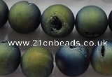 CAG6267 15 inches 18mm round plated druzy agate beads wholesale