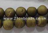 CAG6274 15 inches 12mm round plated druzy agate beads wholesale