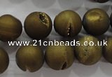 CAG6276 15 inches 16mm round plated druzy agate beads wholesale