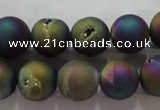 CAG6282 15 inches 8mm round plated druzy agate beads wholesale