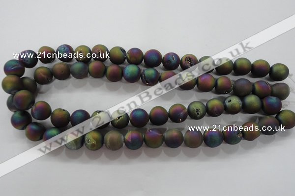 CAG6282 15 inches 8mm round plated druzy agate beads wholesale