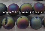 CAG6284 15 inches 12mm round plated druzy agate beads wholesale