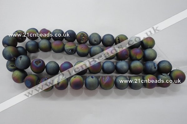 CAG6284 15 inches 12mm round plated druzy agate beads wholesale