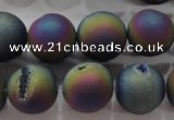 CAG6288 15 inches 20mm round plated druzy agate beads wholesale